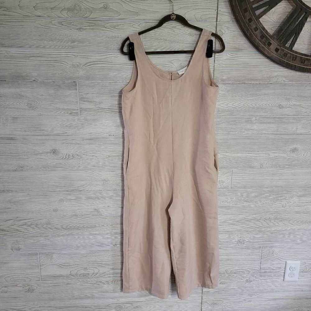 Orange Creek Jumpsuit Linen Like Womens SZ M Beige Boho